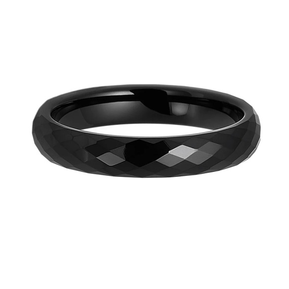 4MM BLACK DIAMOND FACETED TUNGSTEN CARBIDE RING - Picture 9 of 9